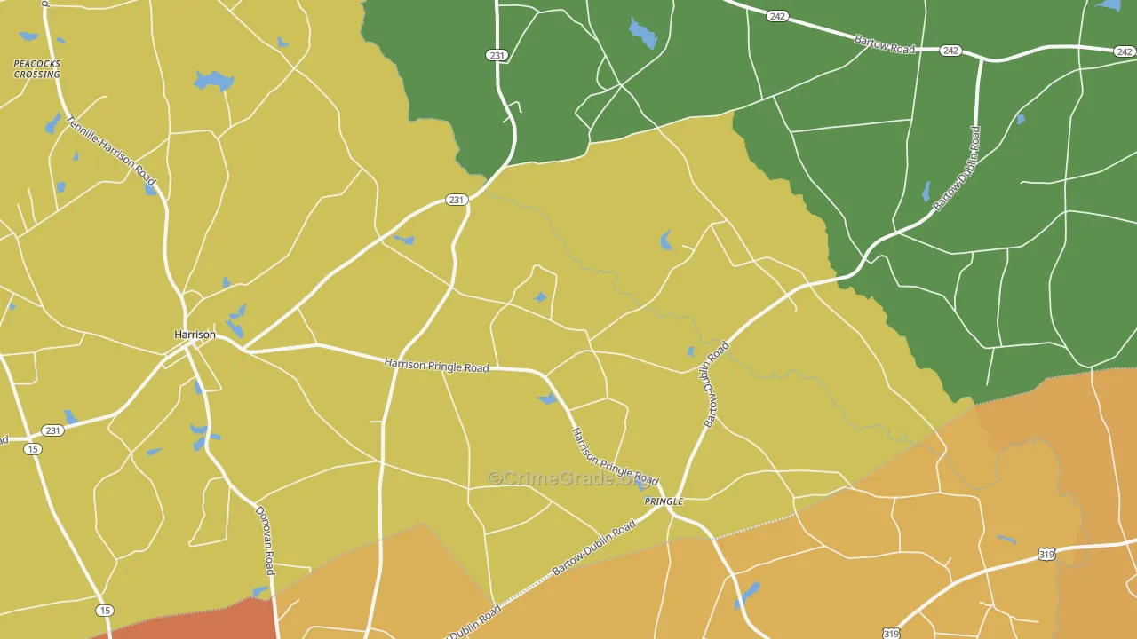 Pringle, GA Map of Vandalism Rates