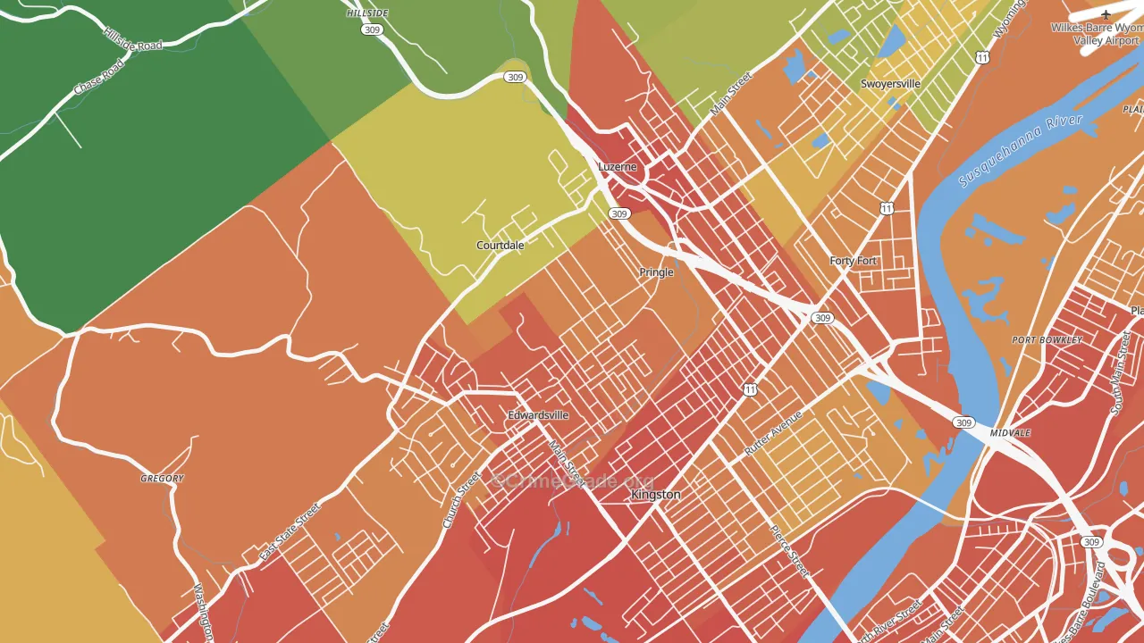 Pringle, PA Map of Vandalism Rates