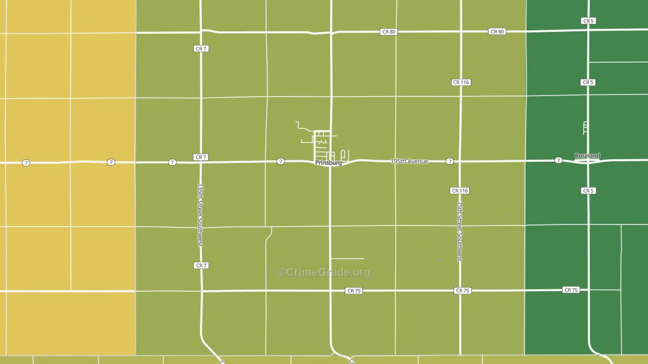 Prinsburg, MN Map of Vandalism Rates