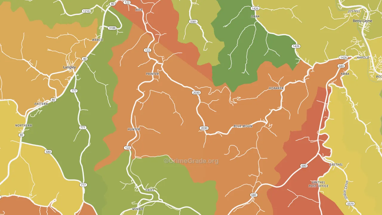 Printer, KY Map of Vandalism Rates
