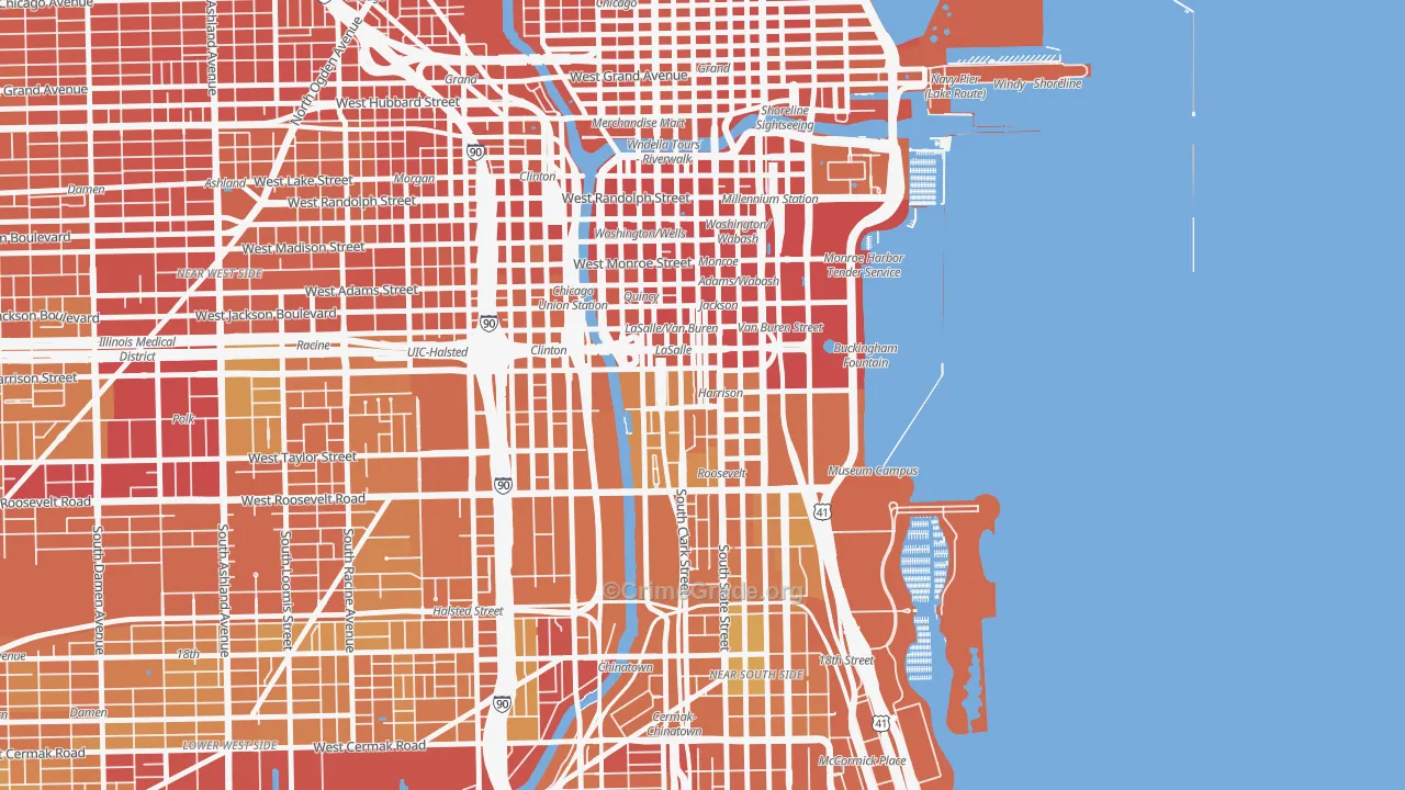 Printers Row, Chicago, IL Map of Vandalism Rates