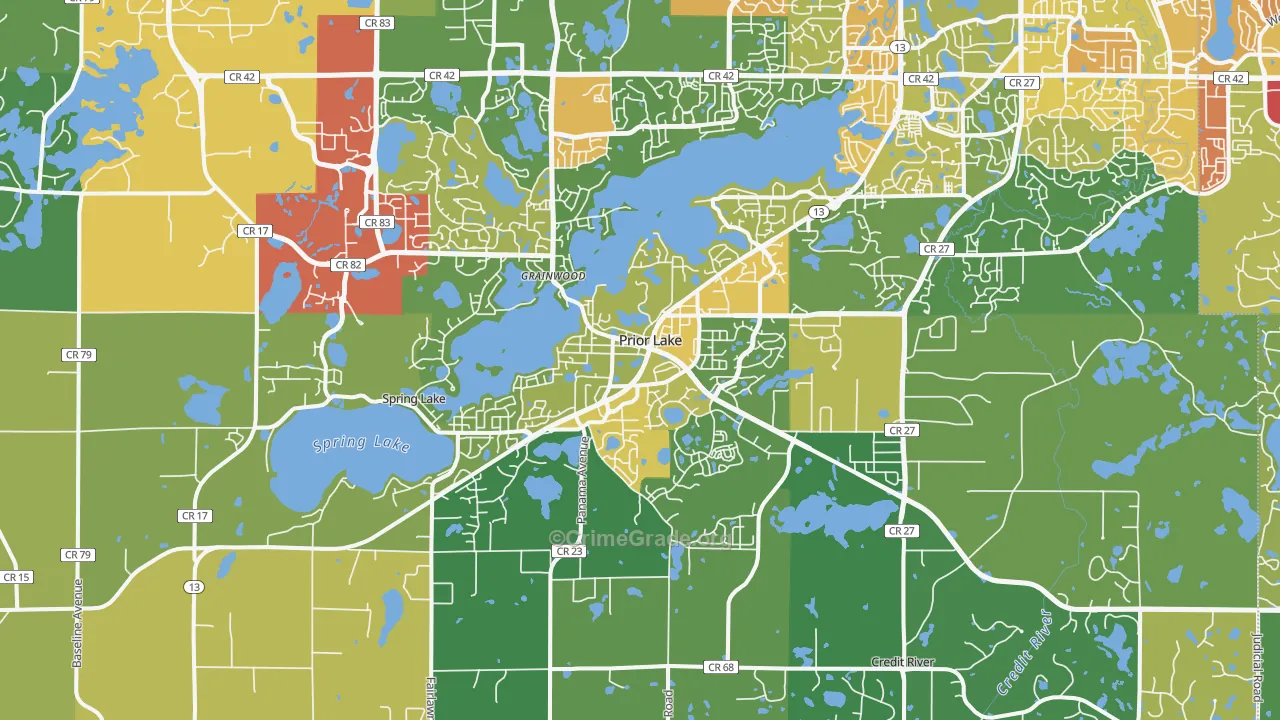 Prior Lake, MN Map of Vandalism Rates