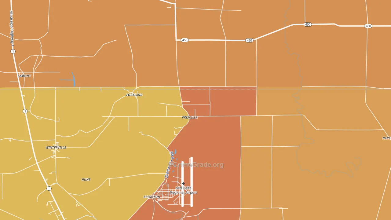 Priscilla, MS Map of Vandalism Rates
