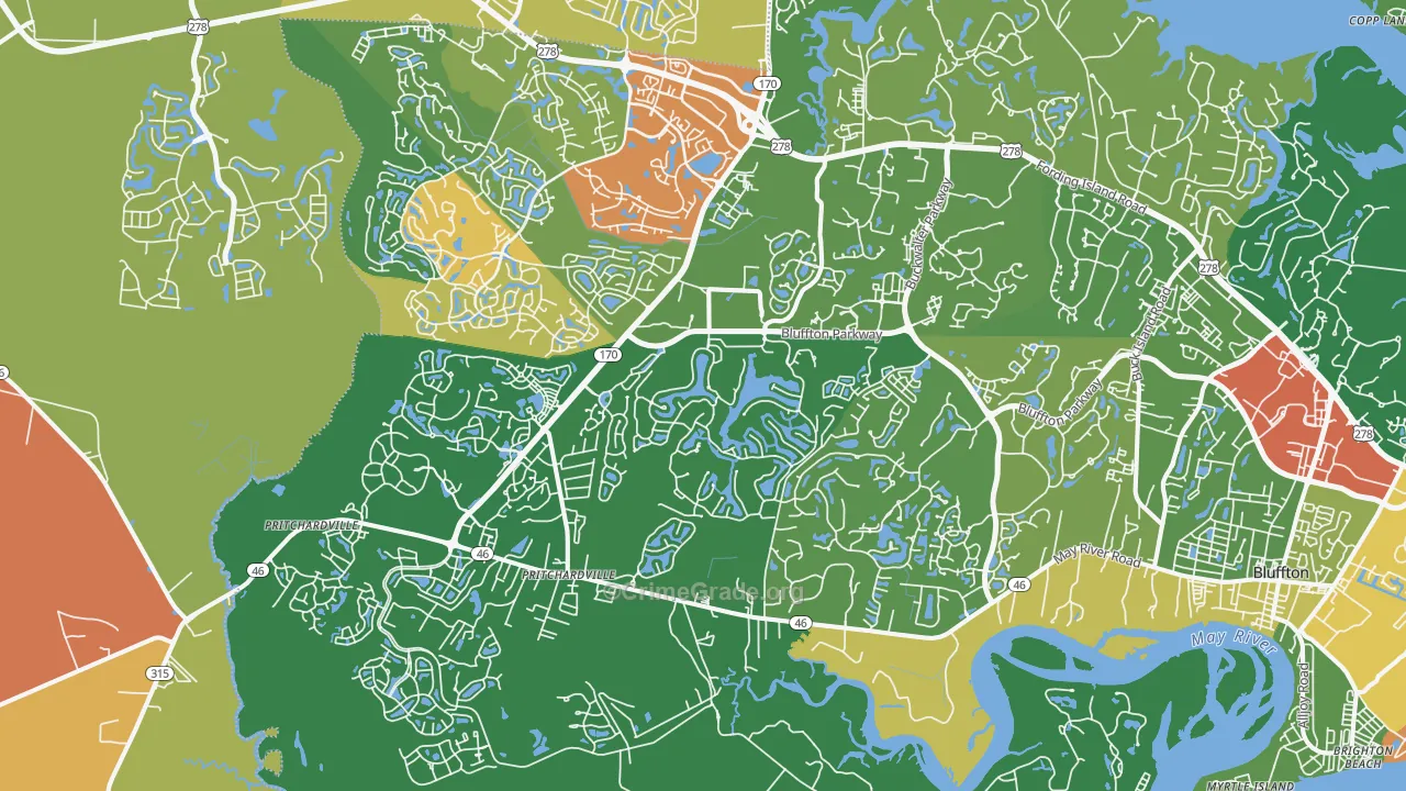 Pritchardville, SC Map of Vandalism Rates