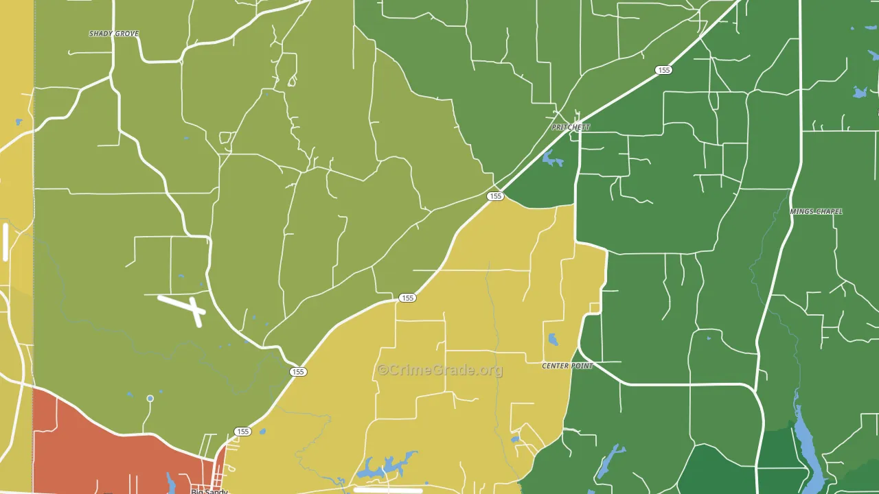 Pritchett, TX Map of Vandalism Rates
