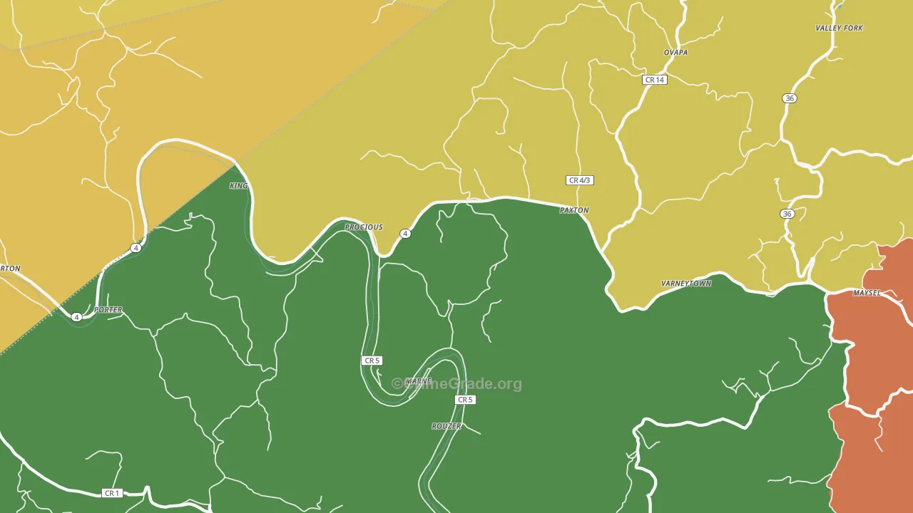 Procious, WV Map of Vandalism Rates