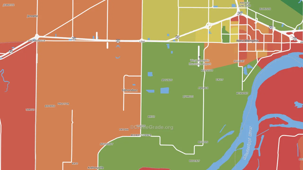 Proctor, AR Map of Vandalism Rates