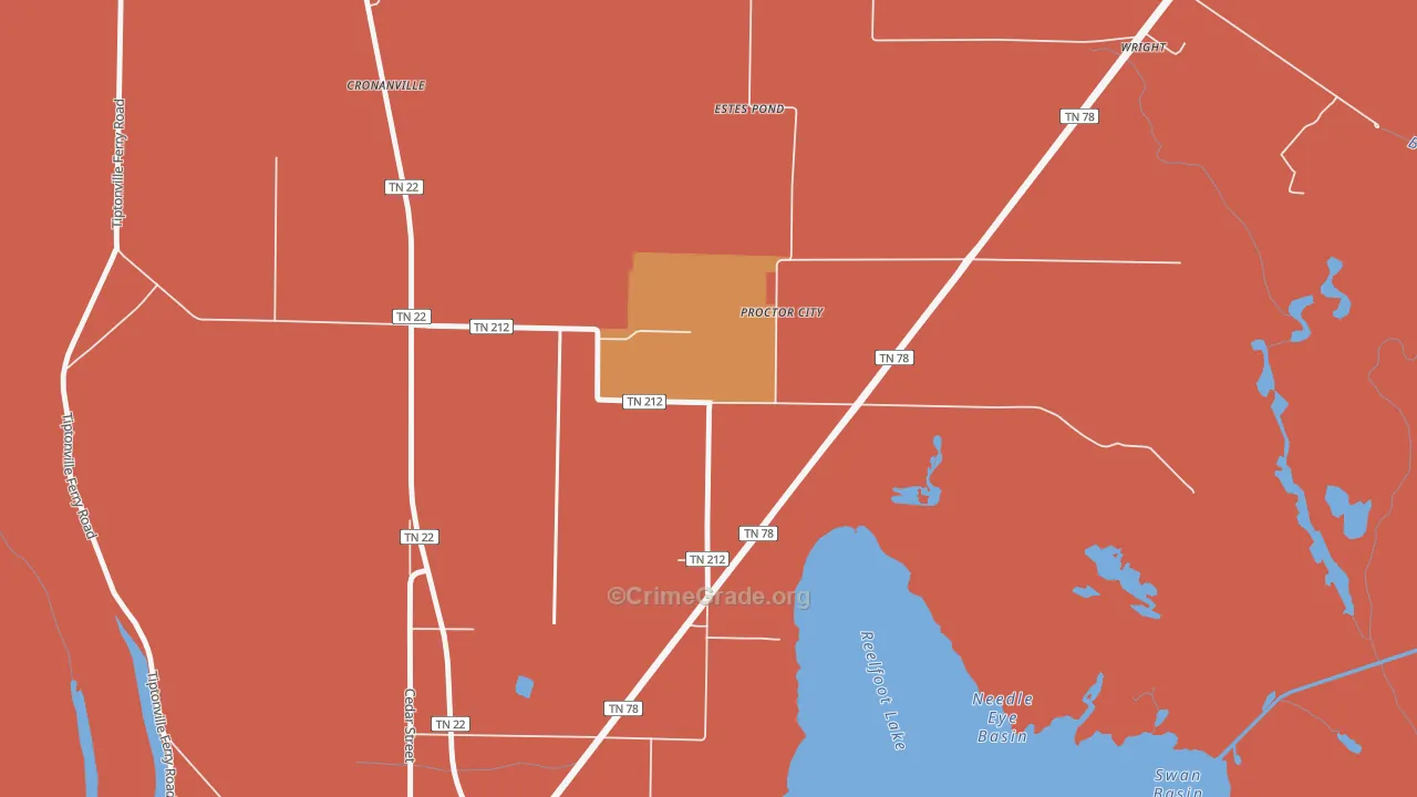 Proctor City, TN Map of Vandalism Rates