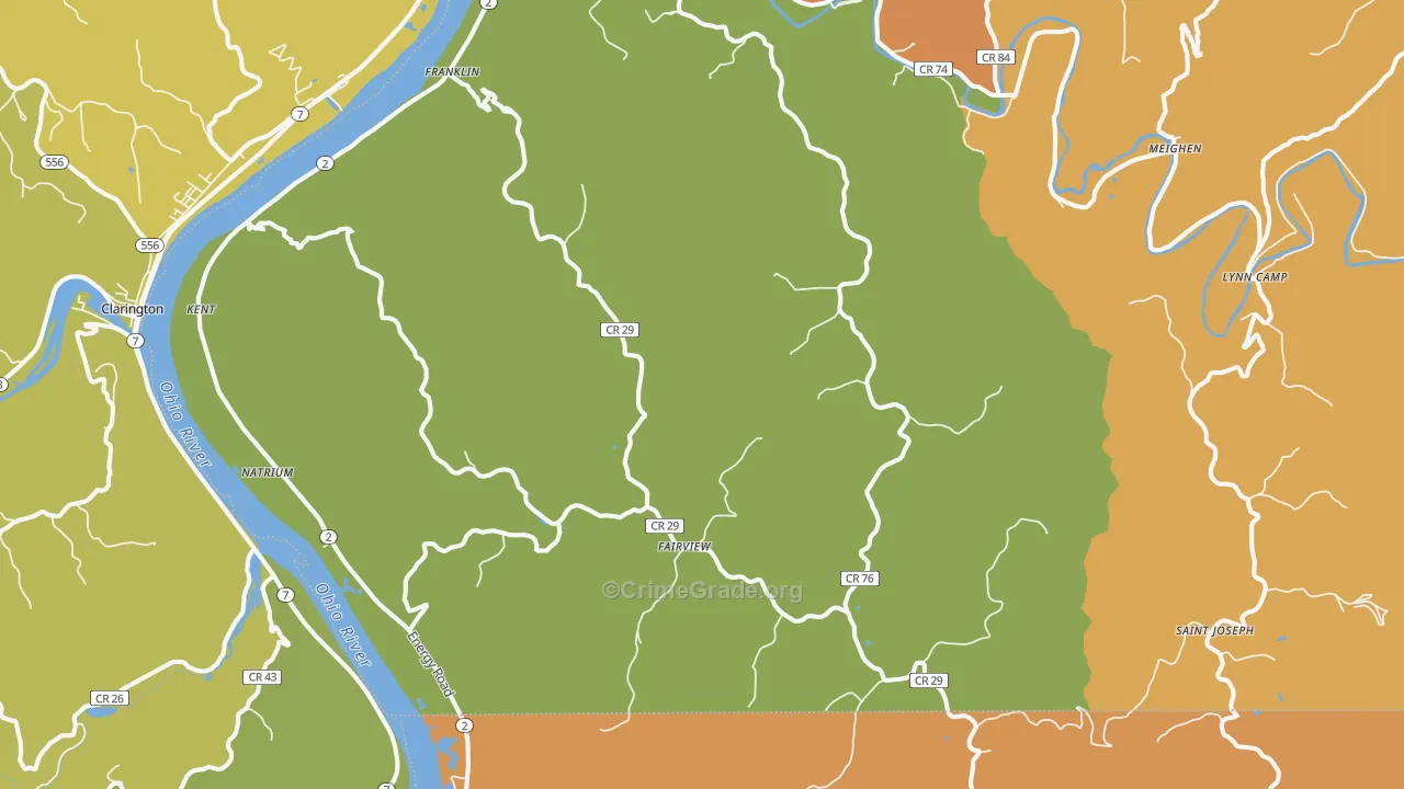 Proctor, WV Map of Vandalism Rates