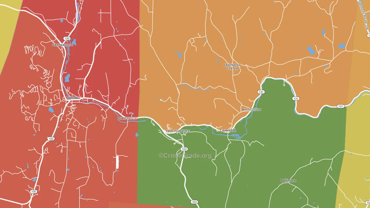 Proctorsville, VT Map of Vandalism Rates