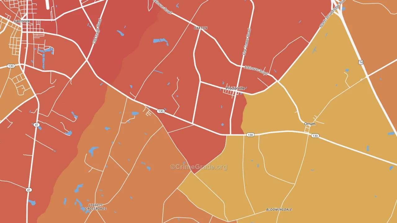 Proctorville, NC Map of Vandalism Rates