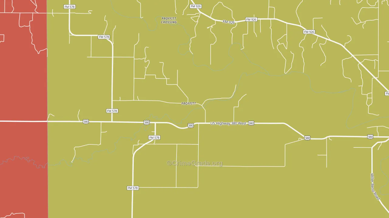 Proffit, TX Map of Vandalism Rates