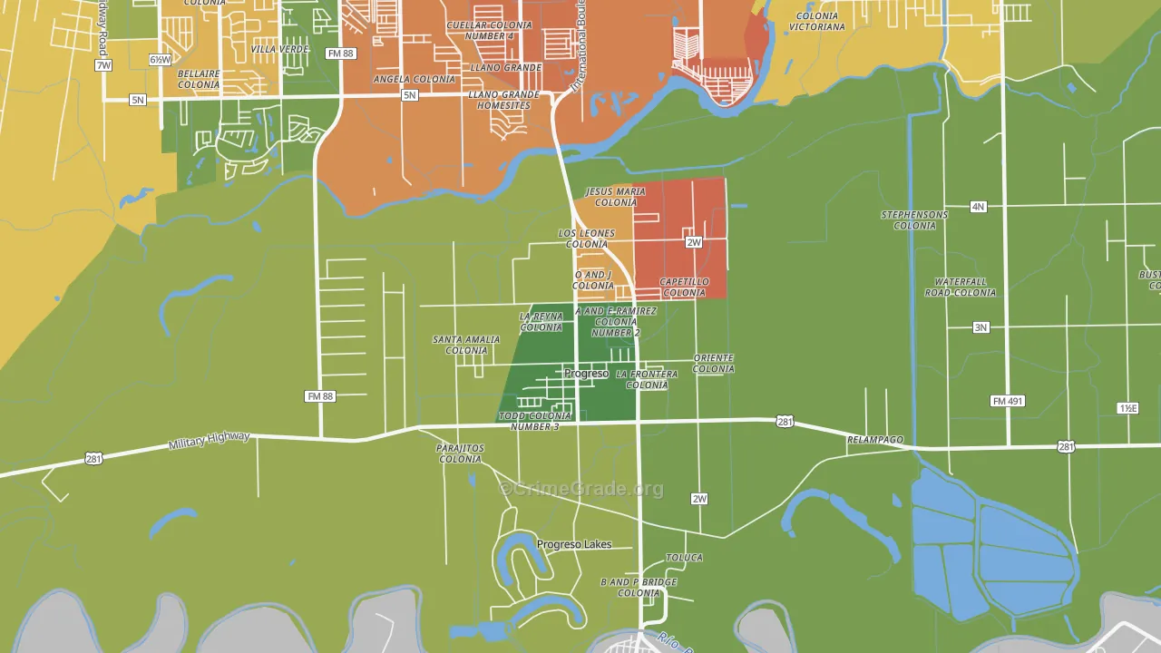 Progreso, TX Map of Vandalism Rates