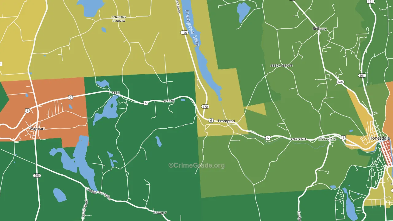 Prompton, PA Map of Vandalism Rates