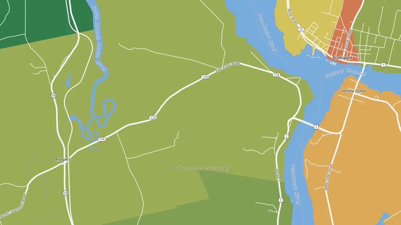 Prospect Ferry, ME Map of Vandalism Rates