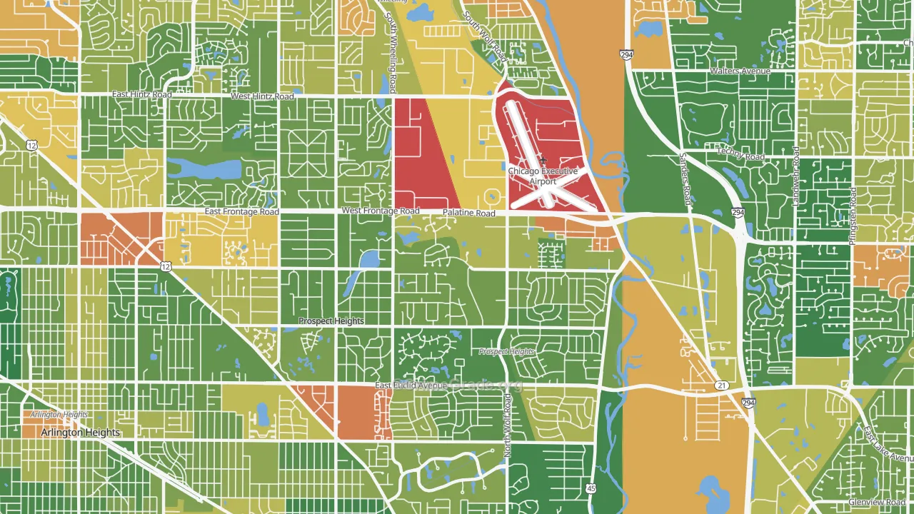 Prospect Heights, IL Map of Vandalism Rates