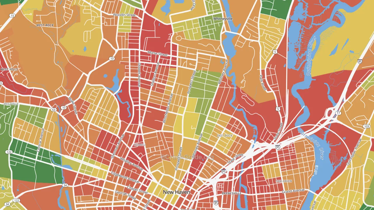 Prospect Hill, New Haven, CT Map of Vandalism Rates