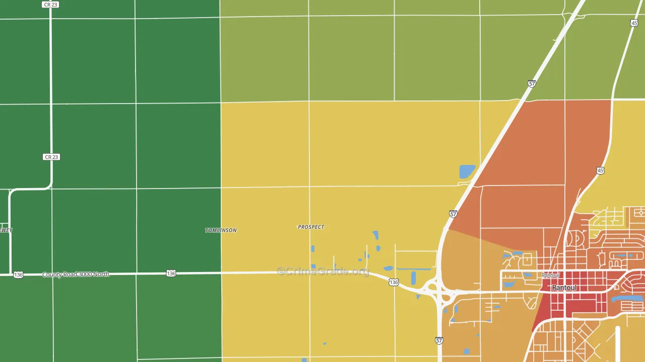 Prospect, IL Map of Vandalism Rates