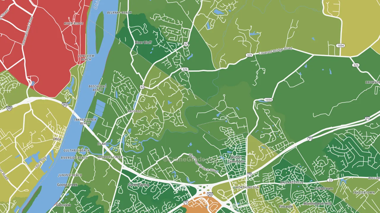 Prospect, KY Map of Vandalism Rates