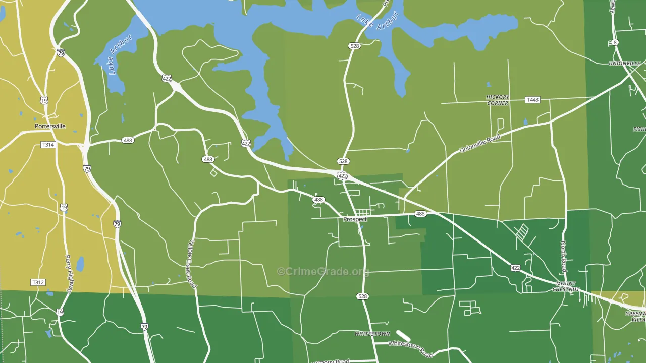 Prospect, PA Map of Vandalism Rates