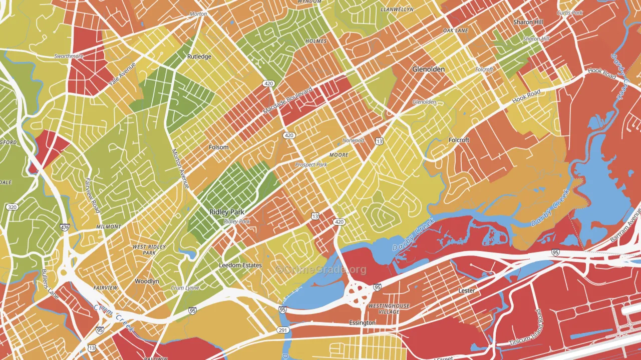 Prospect Park, PA Map of Vandalism Rates