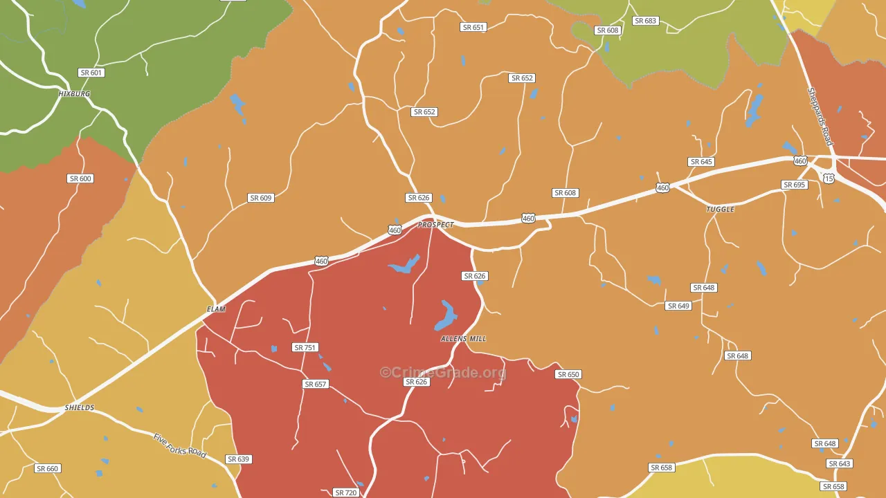 Prospect, VA Map of Vandalism Rates