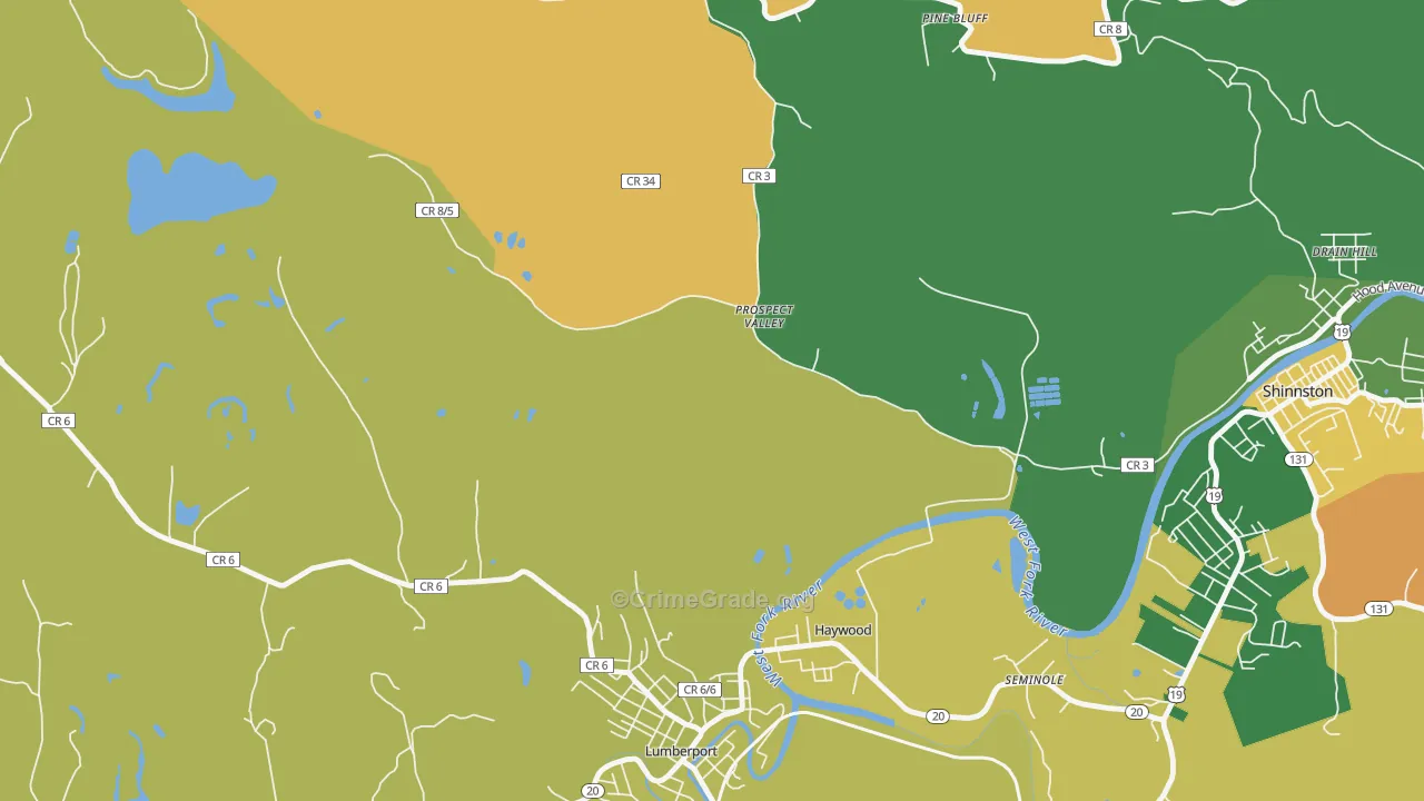 Prospect Valley, WV Map of Vandalism Rates