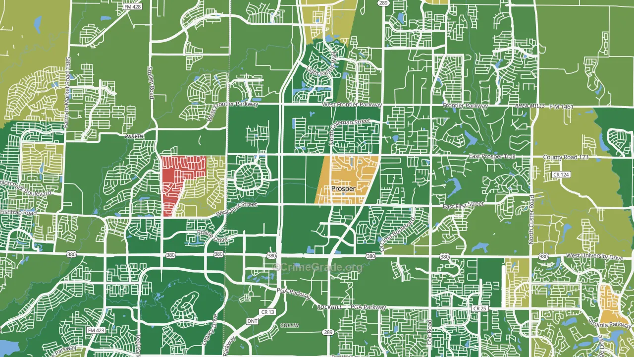 Prosper, TX Map of Vandalism Rates