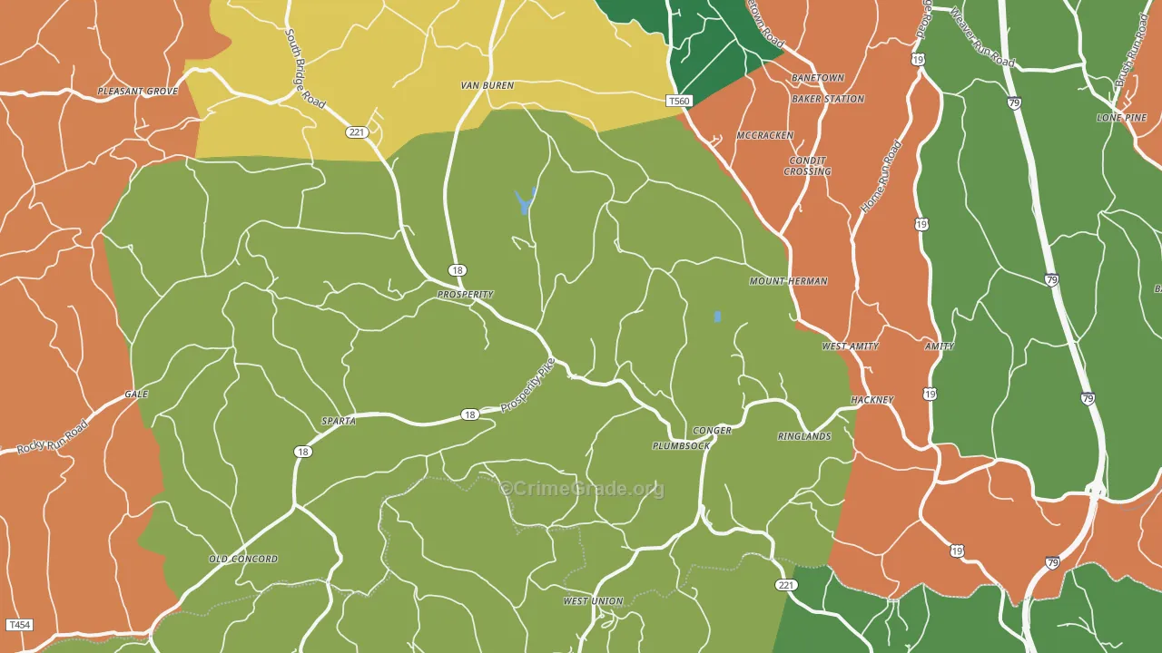 Prosperity, PA Map of Vandalism Rates