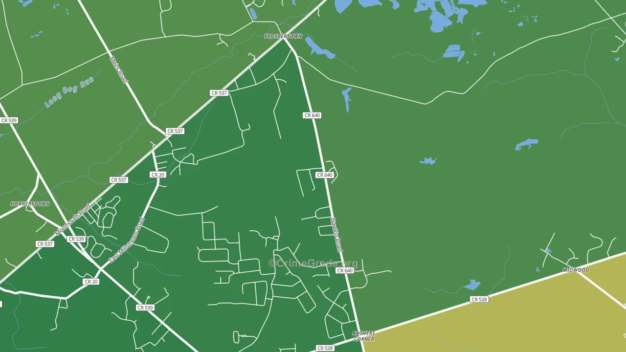 Prospertown, NJ Map of Vandalism Rates