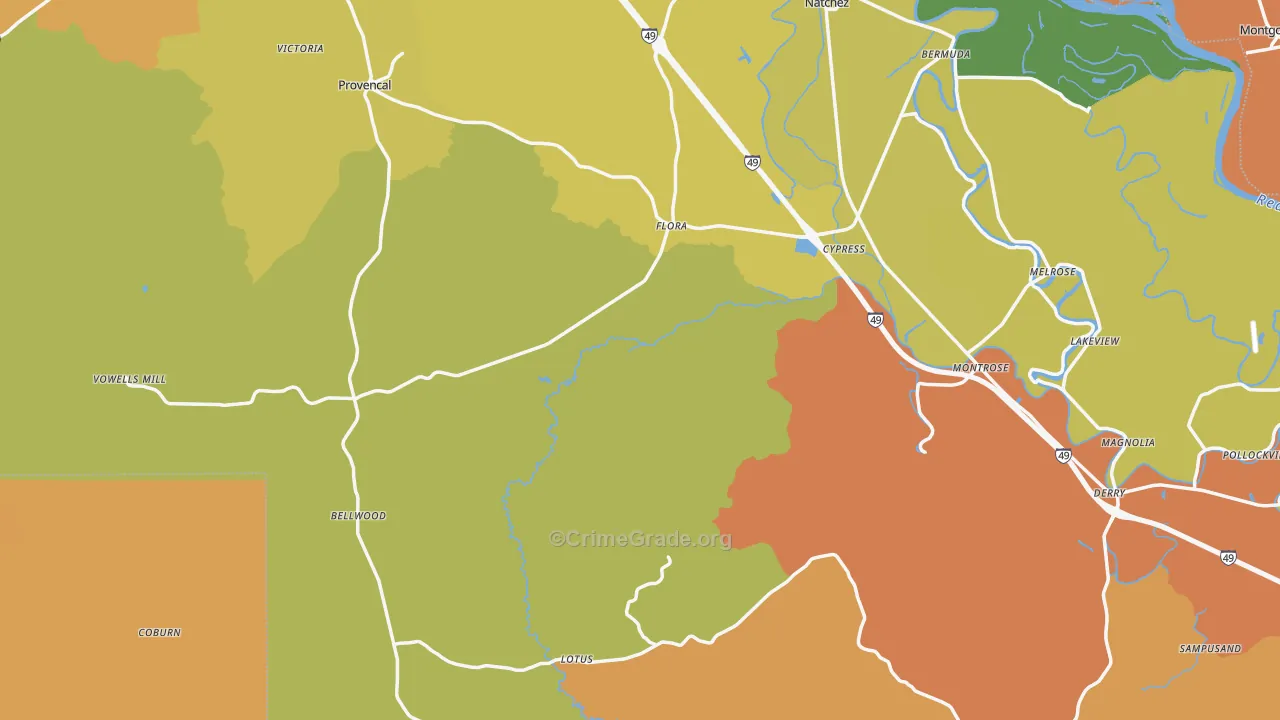 Provencal, LA Map of Vandalism Rates