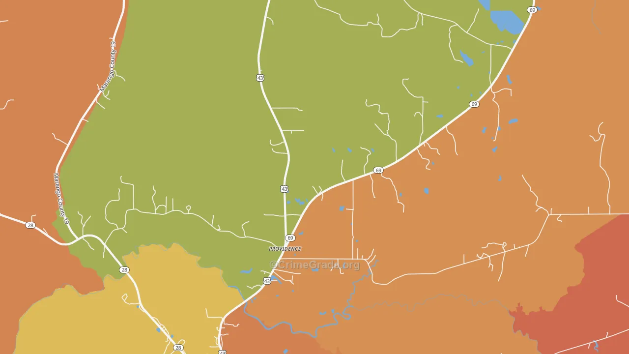 Providence, AL Map of Vandalism Rates