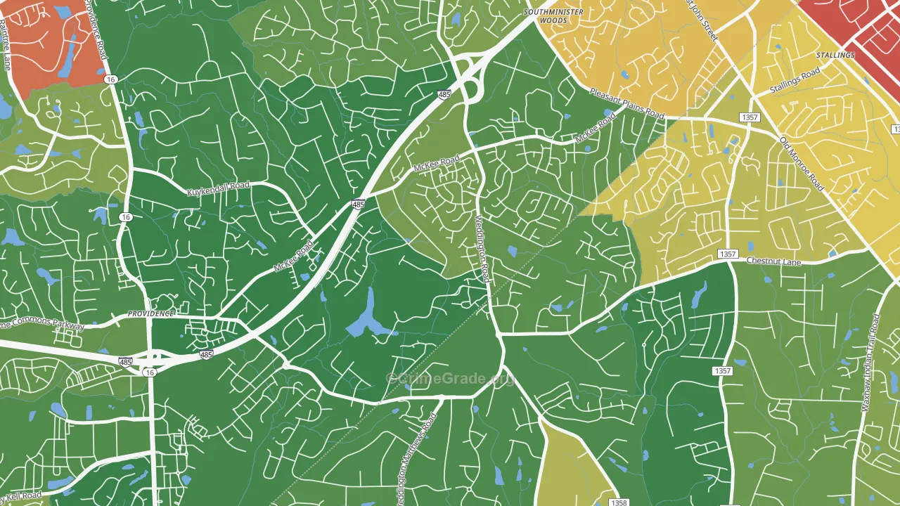 Providence Estates East, Matthews, NC Map of Vandalism Rates