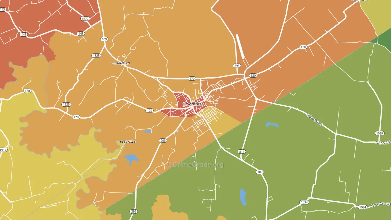 Providence, KY Map of Vandalism Rates