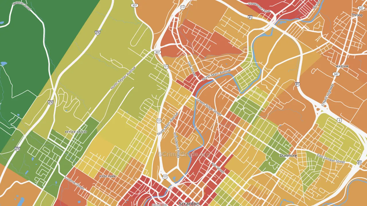 Providence, Scranton, PA Map of Vandalism Rates