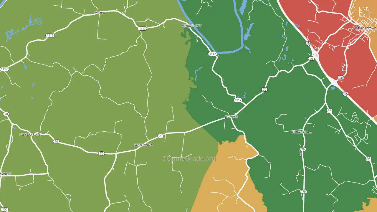 Provo, KY Map of Vandalism Rates