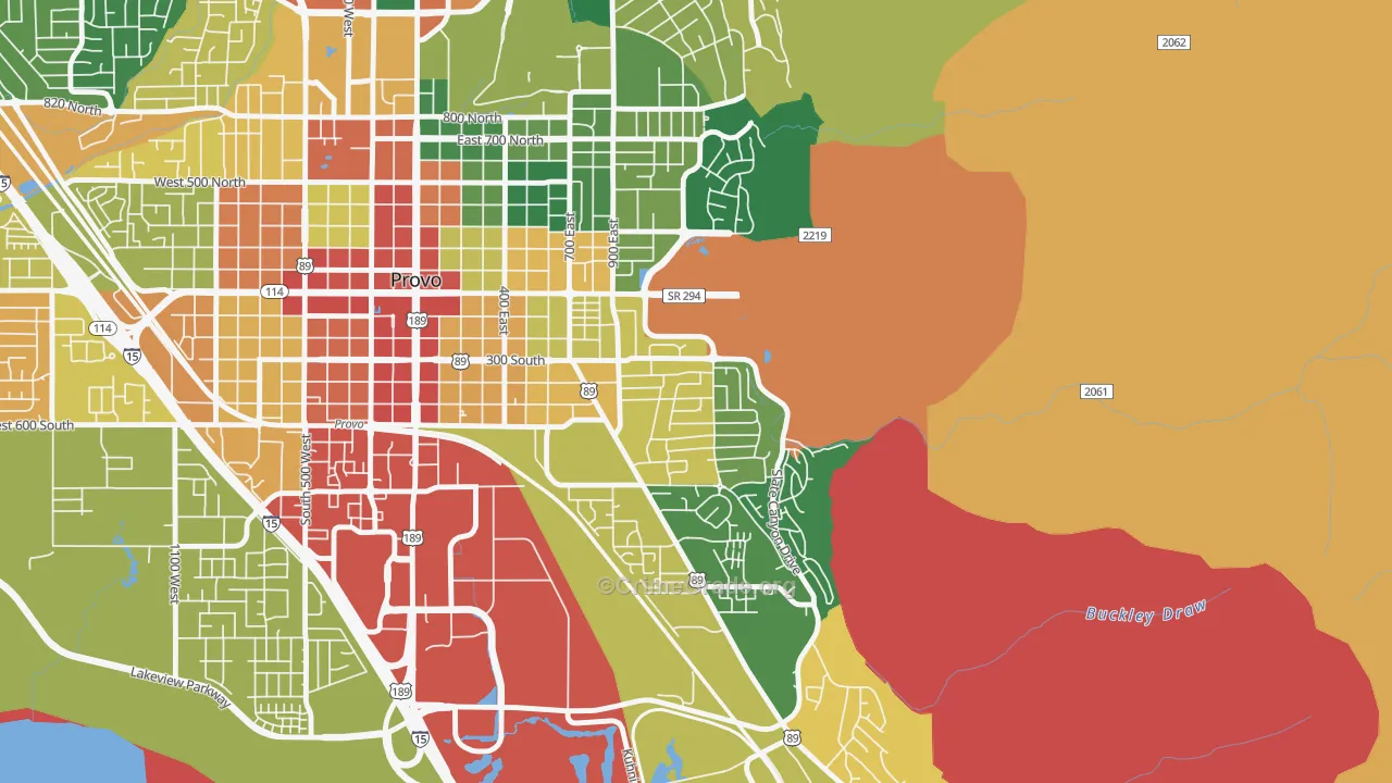 Provost, Provo, UT Map of Vandalism Rates
