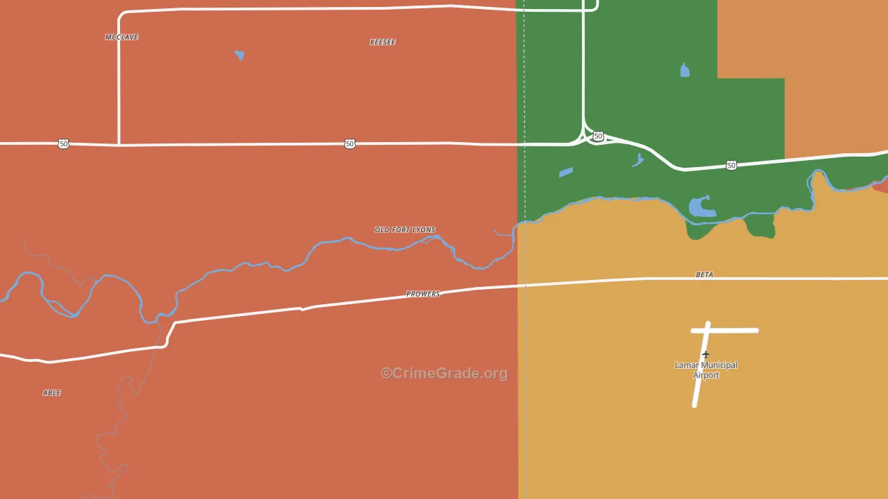 Prowers, CO Map of Vandalism Rates