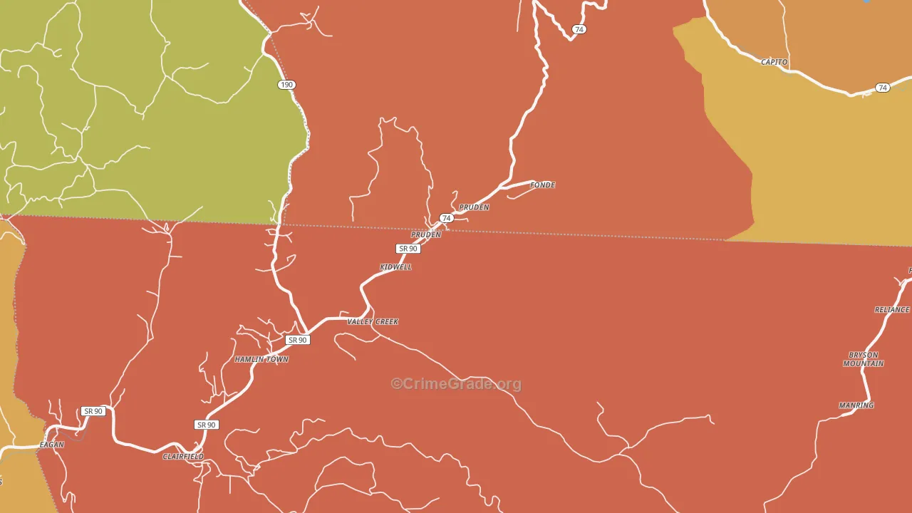Pruden, TN Map of Vandalism Rates