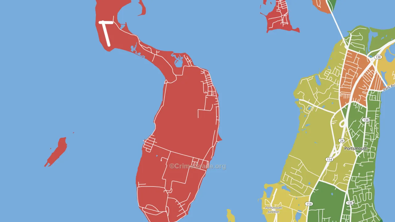 Prudence Island, RI Map of Vandalism Rates
