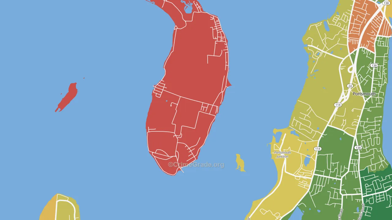 Prudence Park, RI Map of Vandalism Rates