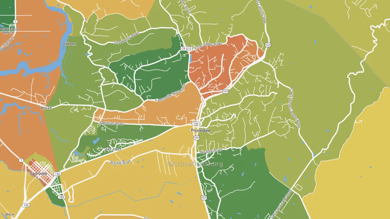 Prunedale, CA Map of Vandalism Rates