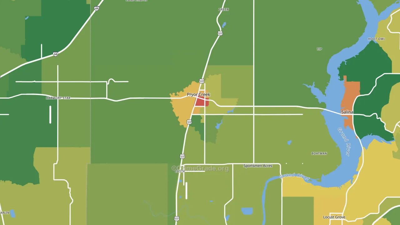 Pryor, OK Map of Vandalism Rates