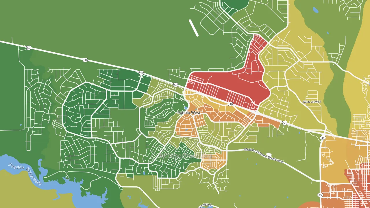 Pueblo West, CO Map of Vandalism Rates