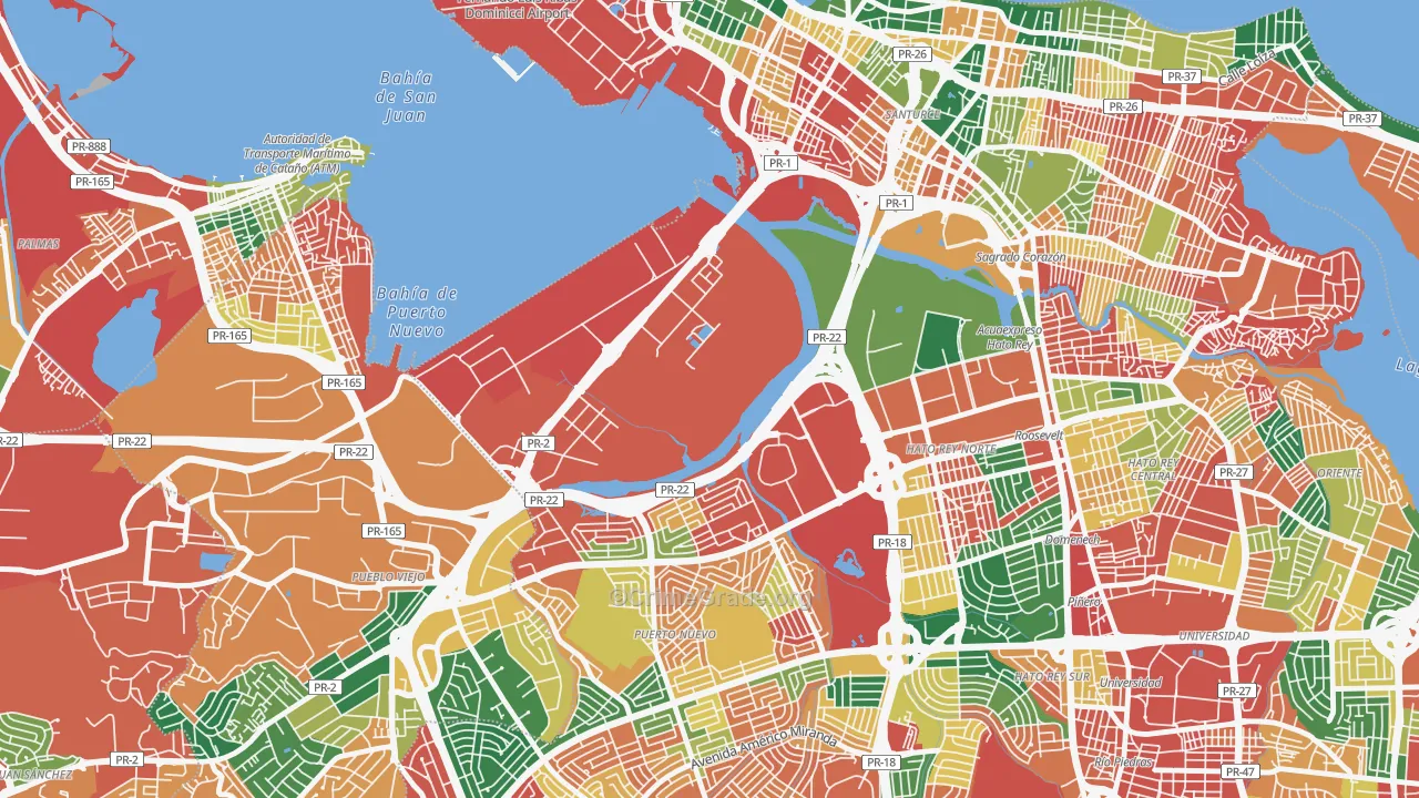 Puerto Nuevo, PR Map of Vandalism Rates