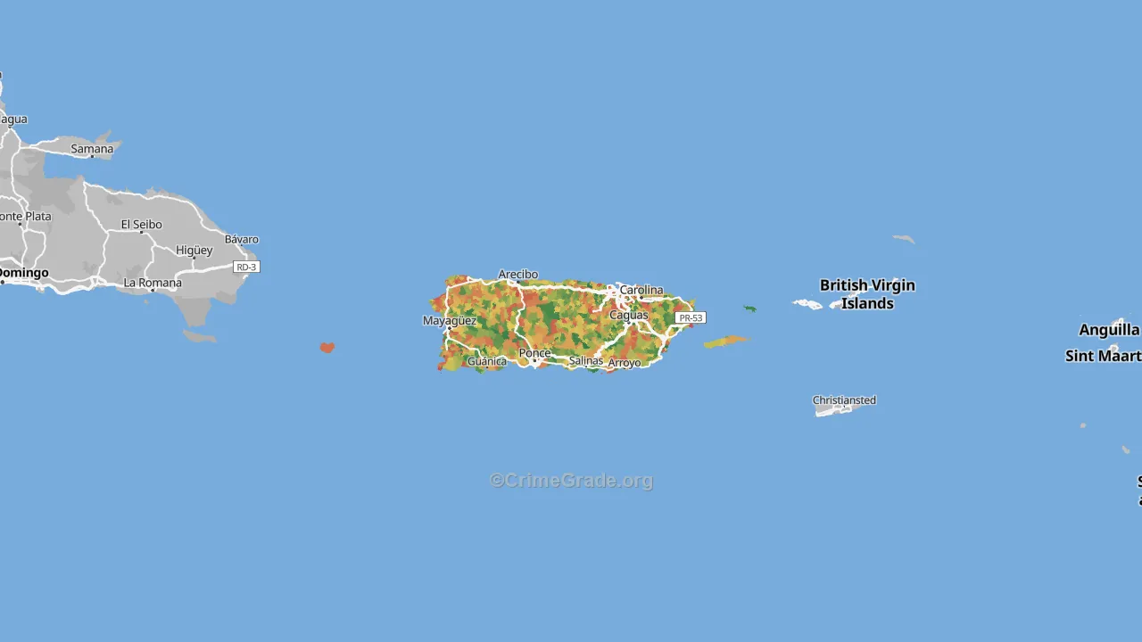 Puerto Rico Map of Vandalism Rates