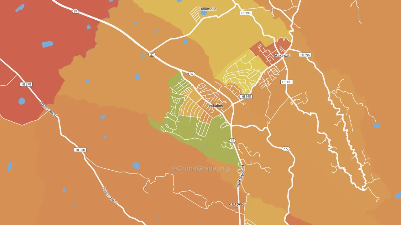 Pukalani, Makawao, HI Map of Vandalism Rates