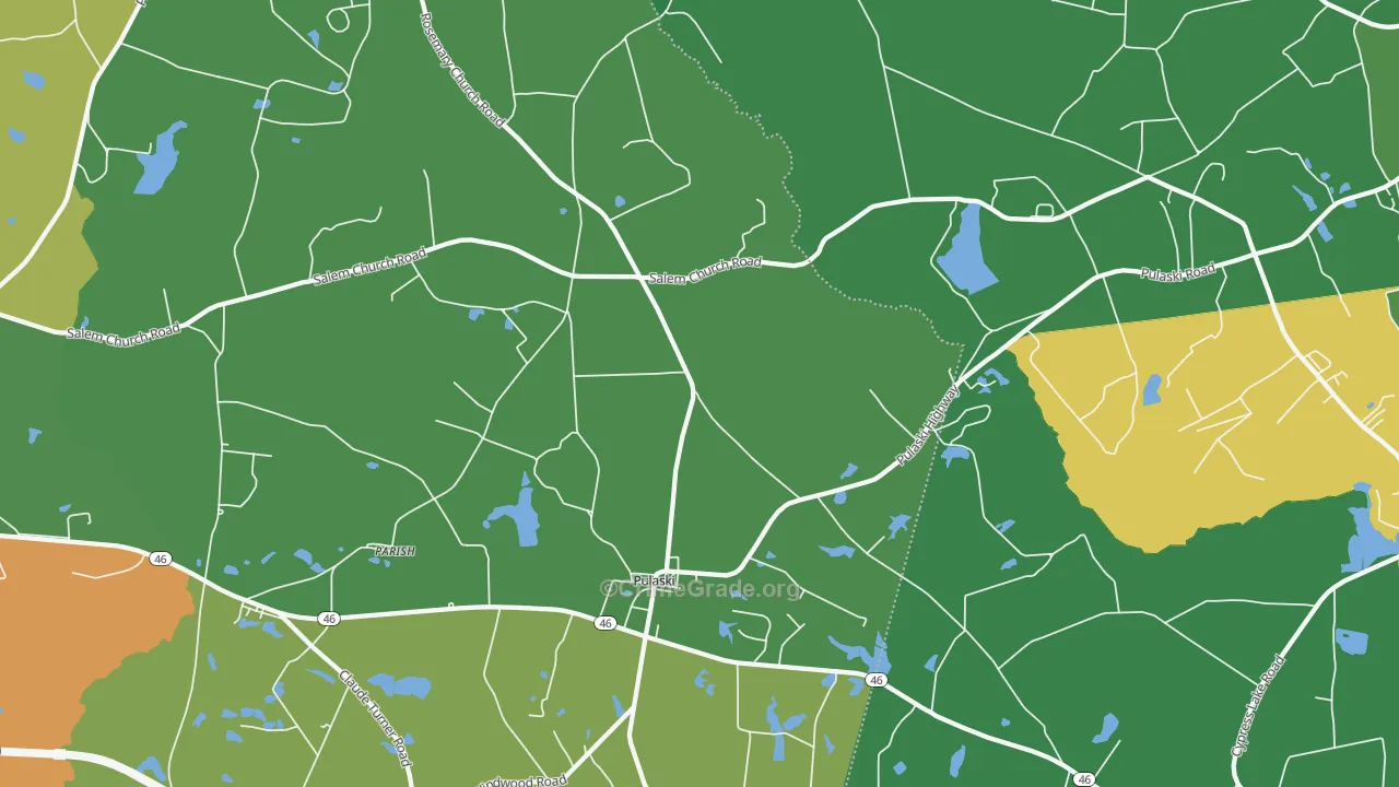 Pulaski, GA Map of Vandalism Rates