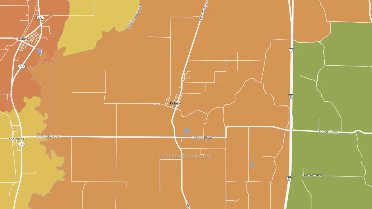 Pulaski, IL Map of Vandalism Rates