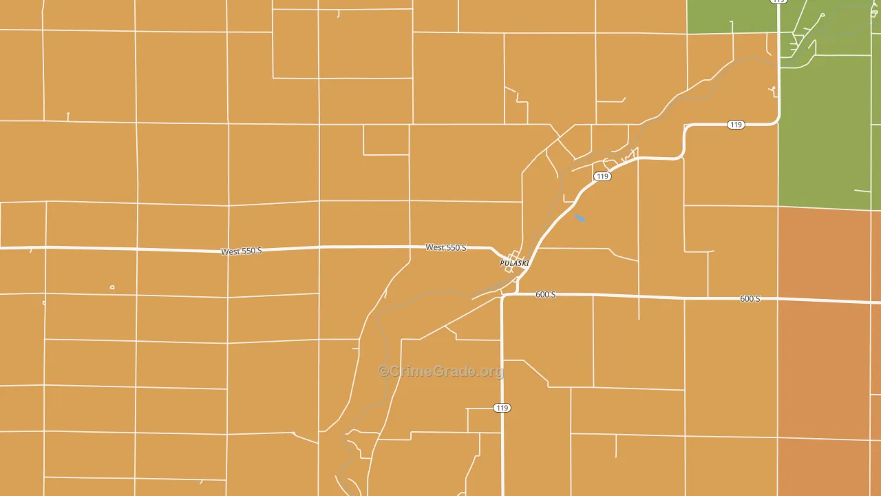 Pulaski, IN Map of Vandalism Rates